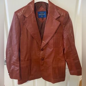 Vintage Rue Royale Designed by Nino Cerruti Womens Brown %100 Leather Blazer